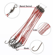 Load image into Gallery viewer, FTK 20pcs 12-25cm Steel Wire Leader Fishing Line Rig With Hook Swivel Leadcore Fishing Leash 20-80LB Leashes For Fishing