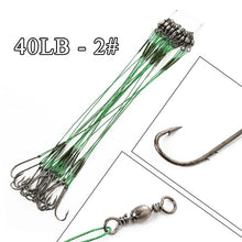 Load image into Gallery viewer, FTK 20pcs 12-25cm Steel Wire Leader Fishing Line Rig With Hook Swivel Leadcore Fishing Leash 20-80LB Leashes For Fishing