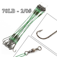 Load image into Gallery viewer, FTK 20pcs 12-25cm Steel Wire Leader Fishing Line Rig With Hook Swivel Leadcore Fishing Leash 20-80LB Leashes For Fishing