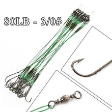 Load image into Gallery viewer, FTK 20pcs 12-25cm Steel Wire Leader Fishing Line Rig With Hook Swivel Leadcore Fishing Leash 20-80LB Leashes For Fishing