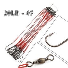 Load image into Gallery viewer, FTK 20pcs 12-25cm Steel Wire Leader Fishing Line Rig With Hook Swivel Leadcore Fishing Leash 20-80LB Leashes For Fishing