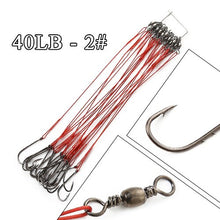 Load image into Gallery viewer, FTK 20pcs 12-25cm Steel Wire Leader Fishing Line Rig With Hook Swivel Leadcore Fishing Leash 20-80LB Leashes For Fishing
