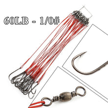 Load image into Gallery viewer, FTK 20pcs 12-25cm Steel Wire Leader Fishing Line Rig With Hook Swivel Leadcore Fishing Leash 20-80LB Leashes For Fishing
