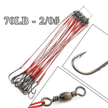 Load image into Gallery viewer, FTK 20pcs 12-25cm Steel Wire Leader Fishing Line Rig With Hook Swivel Leadcore Fishing Leash 20-80LB Leashes For Fishing