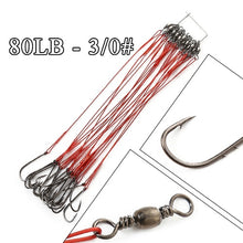 Load image into Gallery viewer, FTK 20pcs 12-25cm Steel Wire Leader Fishing Line Rig With Hook Swivel Leadcore Fishing Leash 20-80LB Leashes For Fishing