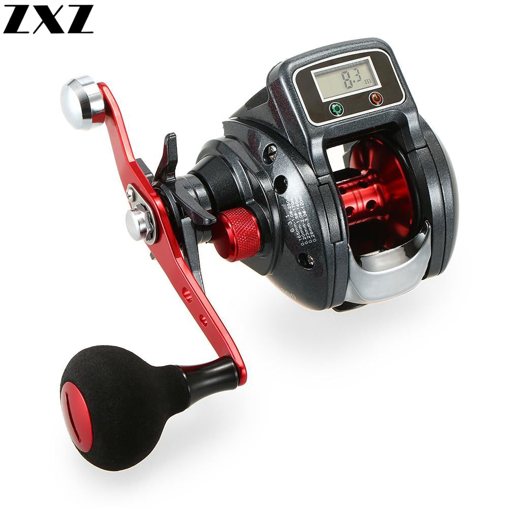 Digital Electric LED Display Lure Bait Casting Fishing Reel 13+1BB 6.3:1 Ratio Round Knob Metal Handle Baitcasting Wheel T4