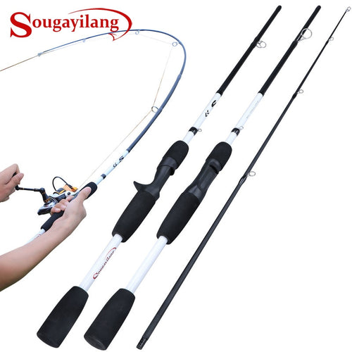 Sougayilang 2 Sections  Carbon Fiber Spinning/Casting Fishing Rod Ultralight Weight Fishing Pole Travel Rod Fishing Tackle Pesca