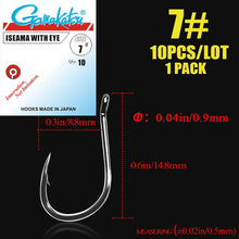 Load image into Gallery viewer, 10pcs/lot  Iseama Circle Carp Eyed Fishing Hook Size 1/0-14# Ring eye Japan Fishhook  hooks  Fishhook Single Jig Hook gamakatsu