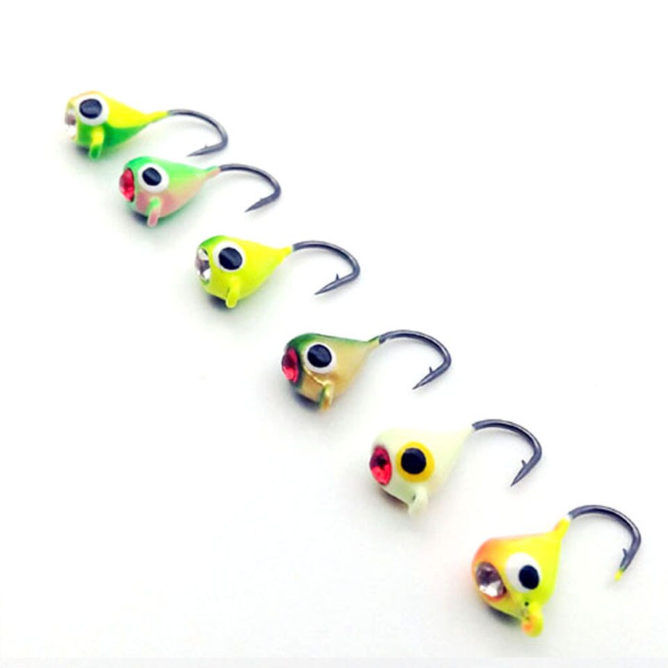 6Pcs/Lot Winter Ice Fishing Hook Lure Mini Metal Bait Fish 15mm/1.1g Lead Head Hook Bait Jigging Fishing Tackle