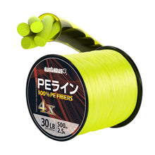 Load image into Gallery viewer, Hunthouse spinning Fishing pe Line Braided 4 Stands PE Super Strong Multifilament 300m 500m 1000m yellow japan Fishing Line