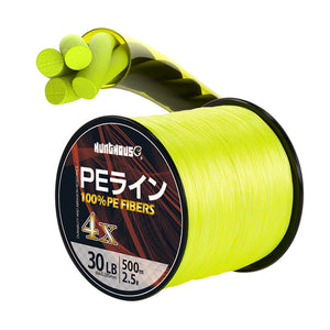 Hunthouse spinning Fishing pe Line Braided 4 Stands PE Super Strong Multifilament 300m 500m 1000m yellow japan Fishing Line
