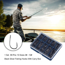 Load image into Gallery viewer, 80pcs Fishing Bait Hooks 10 Sizes With Carry Box High Carbon Steel Fishing Hooks Overturned Hooks For Fly Fishing Accessories