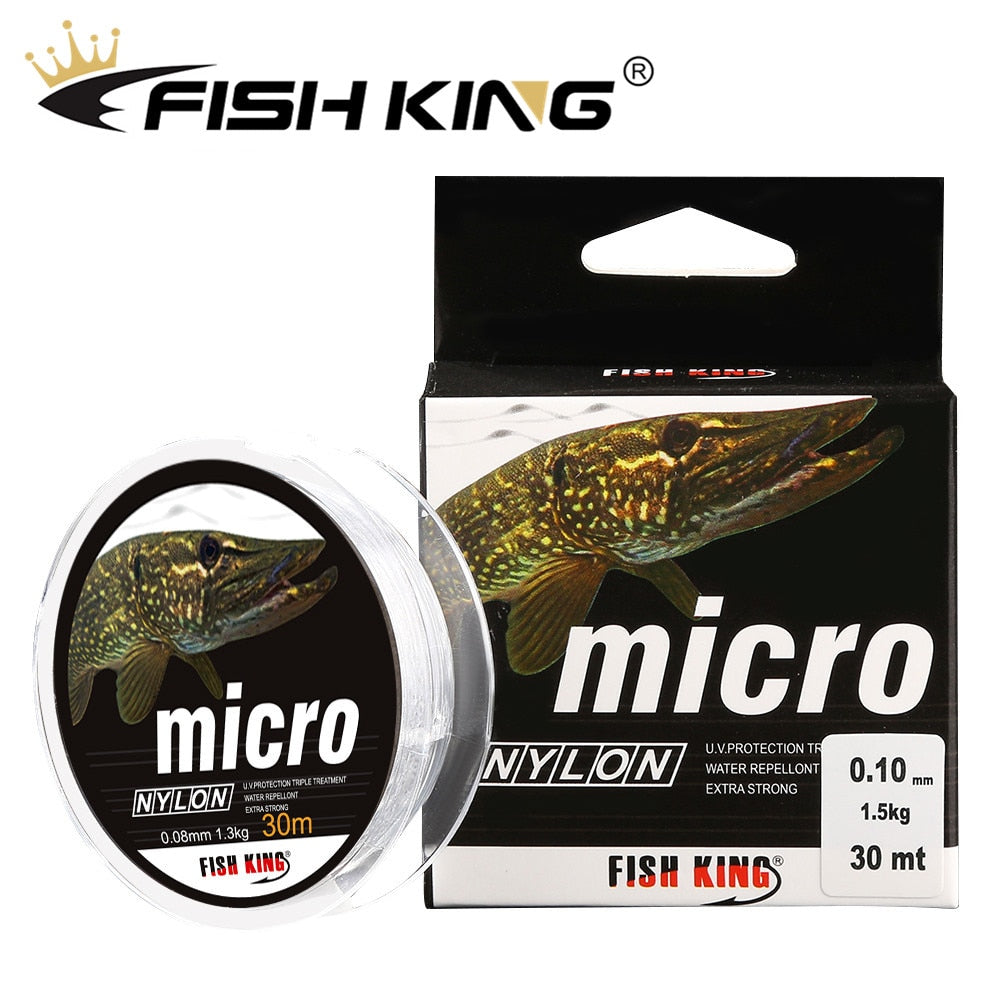 FISH KING 30M MICRO Nylon Ice Fishing Line 0.08mm-0.25mm 2.9LB-12.5LB Extra Strong Fishing Line For Winter Ice Fishing