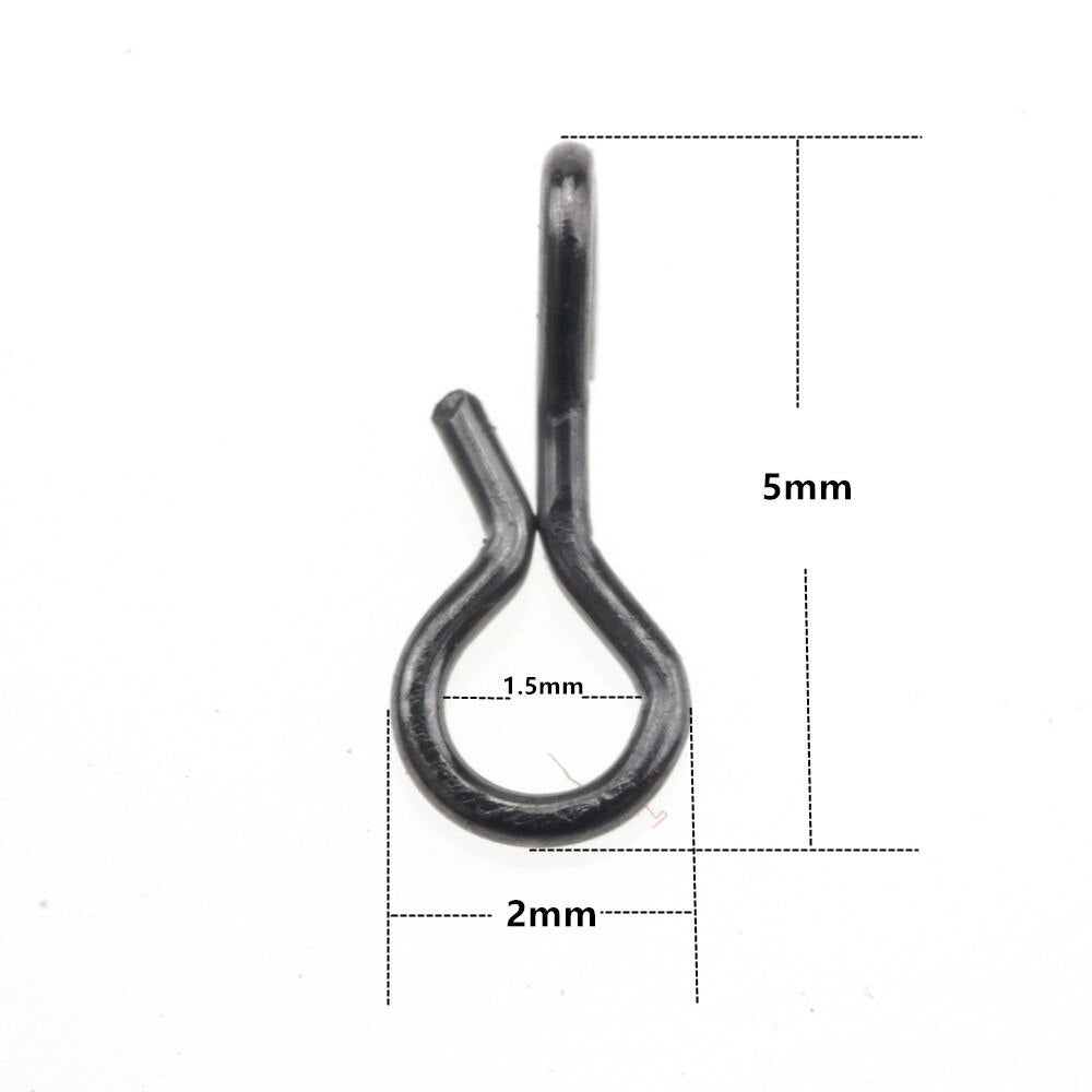 Rompin 100pcs/bag Fly Fishing Snap Quick change connect snap for Flies Hook & Lures Black Color High Carbon Steel Tackle