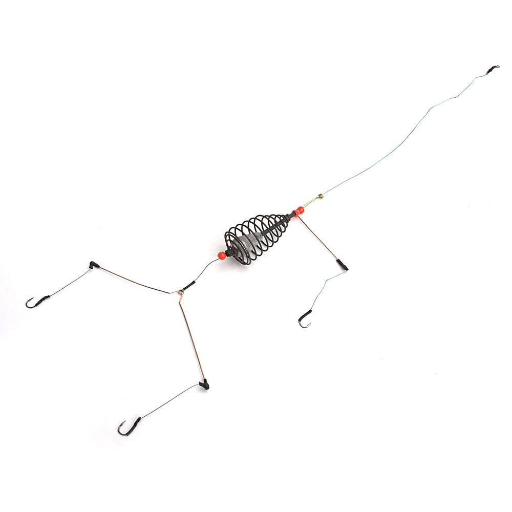 FISH KING Fishing Hook 1pc Artificial Lure Bait Cage Set Fishing Feeder Baitholder Anzol Peche Catfish Jigs Fishing Tackle GBH
