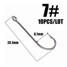 Load image into Gallery viewer, 10pcs 50286 Sea Hook Pint Hook with Eyes Stainless black Big Extra Long Shank Fishing Hooks  owner