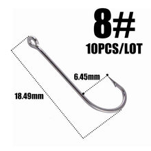 Load image into Gallery viewer, 10pcs 50286 Sea Hook Pint Hook with Eyes Stainless black Big Extra Long Shank Fishing Hooks  owner