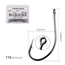 Load image into Gallery viewer, 50pcs 10pcs Coating High Carbon Stainless Steel Barbed Carp Fishing Hooks Pack with Retail Original Box Fishing Hook Tackle