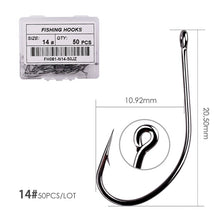 Load image into Gallery viewer, 50pcs 10pcs Coating High Carbon Stainless Steel Barbed Carp Fishing Hooks Pack with Retail Original Box Fishing Hook Tackle