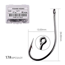 Load image into Gallery viewer, 50pcs 10pcs Coating High Carbon Stainless Steel Barbed Carp Fishing Hooks Pack with Retail Original Box Fishing Hook Tackle