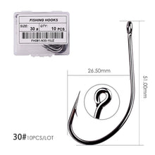 Load image into Gallery viewer, 50pcs 10pcs Coating High Carbon Stainless Steel Barbed Carp Fishing Hooks Pack with Retail Original Box Fishing Hook Tackle