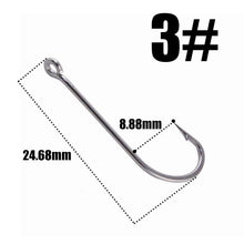 Load image into Gallery viewer, 30pcs/pack 3#-10# Fishing Hooks  Sea Hook  Stainless Steel White Big Extra 50286 Long Shank Pint Hook with Eyes owner
