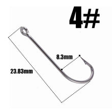 Load image into Gallery viewer, 30pcs/pack 3#-10# Fishing Hooks  Sea Hook  Stainless Steel White Big Extra 50286 Long Shank Pint Hook with Eyes owner