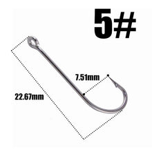 Load image into Gallery viewer, 30pcs/pack 3#-10# Fishing Hooks  Sea Hook  Stainless Steel White Big Extra 50286 Long Shank Pint Hook with Eyes owner