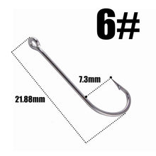 Load image into Gallery viewer, 30pcs/pack 3#-10# Fishing Hooks  Sea Hook  Stainless Steel White Big Extra 50286 Long Shank Pint Hook with Eyes owner