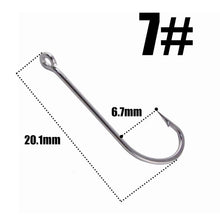 Load image into Gallery viewer, 30pcs/pack 3#-10# Fishing Hooks  Sea Hook  Stainless Steel White Big Extra 50286 Long Shank Pint Hook with Eyes owner