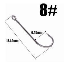 Load image into Gallery viewer, 30pcs/pack 3#-10# Fishing Hooks  Sea Hook  Stainless Steel White Big Extra 50286 Long Shank Pint Hook with Eyes owner