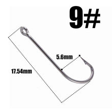 Load image into Gallery viewer, 30pcs/pack 3#-10# Fishing Hooks  Sea Hook  Stainless Steel White Big Extra 50286 Long Shank Pint Hook with Eyes owner