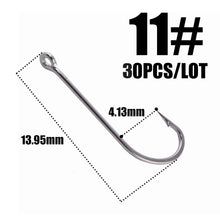 Load image into Gallery viewer, 30pcs/pack 3#-10# Fishing Hooks  Sea Hook  Stainless Steel White Big Extra 50286 Long Shank Pint Hook with Eyes owner