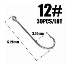 Load image into Gallery viewer, 30pcs/pack 3#-10# Fishing Hooks  Sea Hook  Stainless Steel White Big Extra 50286 Long Shank Pint Hook with Eyes owner