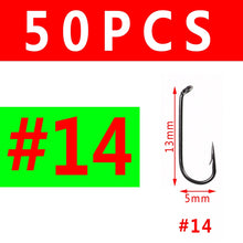 Load image into Gallery viewer, Bimoo 50pcs Fly Fishing Dry Fly Hook 2X Standard Wire Nymph Hook Black Nickel Finish Fly Tying Material Sizes 14 16 18 20 22