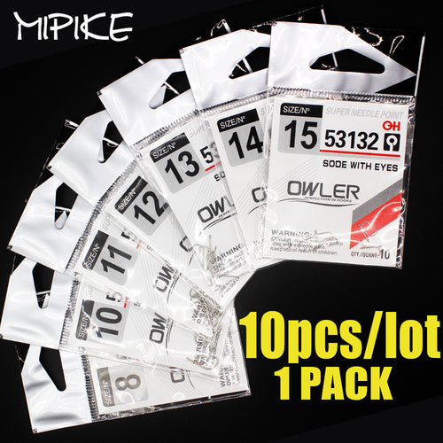 10pcs Fishing Hook SODE with eyes  Barbed Fishhook Bent Fly Fishing Tackle hook AD Sharp Ringed Carp Hook GAC