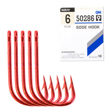 Load image into Gallery viewer, FISH KING High Carbon Steel Red Paint Sode Fishing Hooks Bent Barbed Size #6-#14 Ringed Carp Fly Hook With Eyes for saltwater