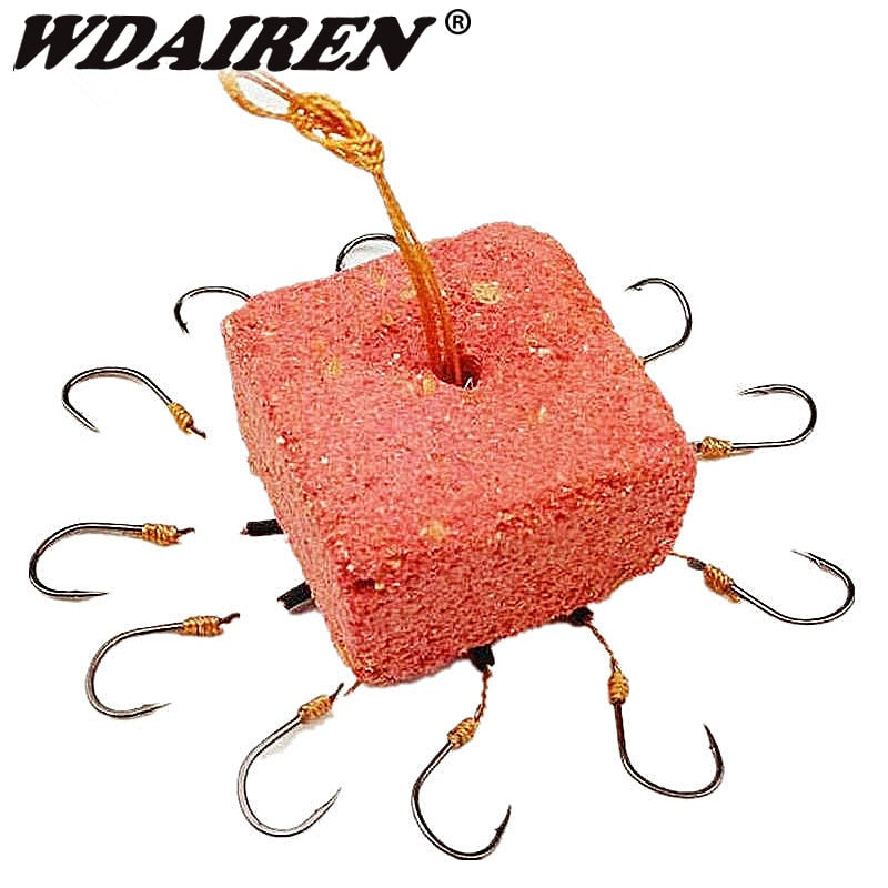 2Pcs/lot Fishhooks for Fishing Flap Explosion String Hook Prevent Winding Lines Pesca with Hose 8-12 Carbon Steel Hooks WD-119