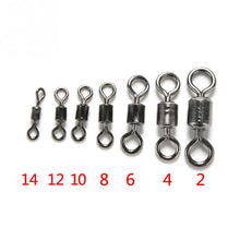 Load image into Gallery viewer, 100PCS/Lot Fishing Connector Ball Bearing Swivel Rolling Swivel Stainless Steel Fishhook Lure Tackle 2# 4# 6# 8# 10# 12# 14#