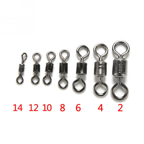 100PCS/Lot Fishing Connector Ball Bearing Swivel Rolling Swivel Stainless Steel Fishhook Lure Tackle 2# 4# 6# 8# 10# 12# 14#