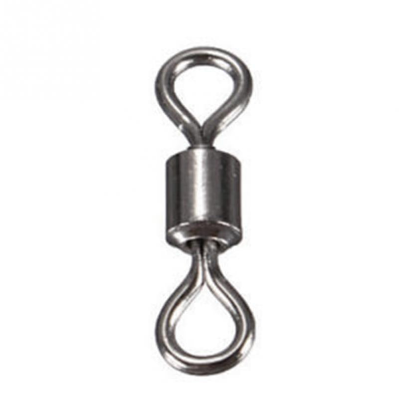 100PCS/Lot Fishing Connector Ball Bearing Swivel Rolling Swivel Stainless Steel Fishhook Lure Tackle 2# 4# 6# 8# 10# 12# 14#