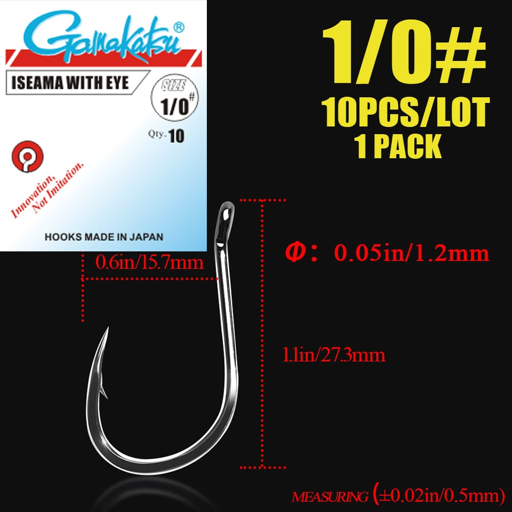 10pcs/lot  Iseama Circle Carp Eyed Fishing Hook Size 1/0-14# Ring eye Japan Fishhooks Single Jig Hook Pech gamakatsu
