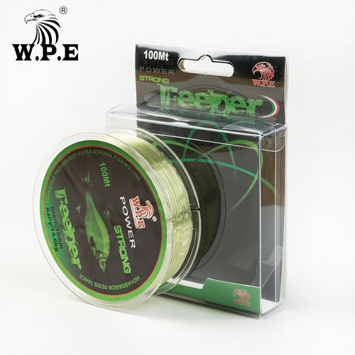 W.P.E Brand FeeDer 100m Nylon Fishing Line Strong 0.20mm-0.60mm Monofilament Nylon Line 6.02KG-37KG Carp Fishing Wire