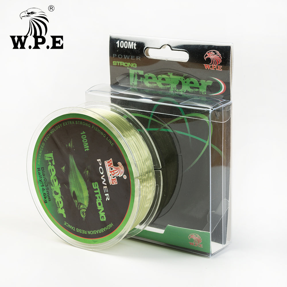 W.P.E Brand FeeDer 100m Nylon Fishing Line Strong 0.20mm-0.60mm Monofilament Nylon Line 6.02KG-37KG Carp Fishing Wire