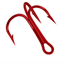 Load image into Gallery viewer, 10Pcs/lot Three Hook Red Nickel Color Fishhook 2/4/8/10# Fishing Hook High Carbon Steel Treble Hooks Fishing tackle