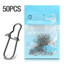 Load image into Gallery viewer, DONQL 20/50/100Pcs Stainless Steel Fishing Snaps Connector Fishing Hook Line Fast Clip Lock Swivel Solid Connector Safety Snaps