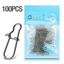 Load image into Gallery viewer, DONQL 20/50/100Pcs Stainless Steel Fishing Snaps Connector Fishing Hook Line Fast Clip Lock Swivel Solid Connector Safety Snaps