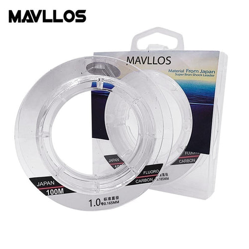 Mavllos 50m 100m 100% Monofilament Fluorocarbon Fishing Line Fishing Leader Fluorocarbon Line Carbon Fiber Sink Line Invisible