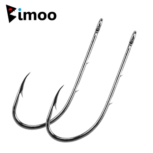 Bimoo 50PCS Barbed Fish Hook Baitholder Fishing Hooks Worm Pond Bream C Fish Bait Holder Size 10 12 14 1/0 2/0 3/0 Cheap Price