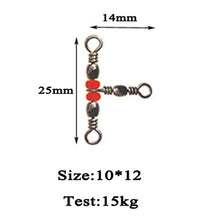Load image into Gallery viewer, 20Pcs/lot Fishing Snap Swivel 3 Way Barrel Swivel Ring Fishhook Lure Line Connector With Beads Fishing Accessory X337